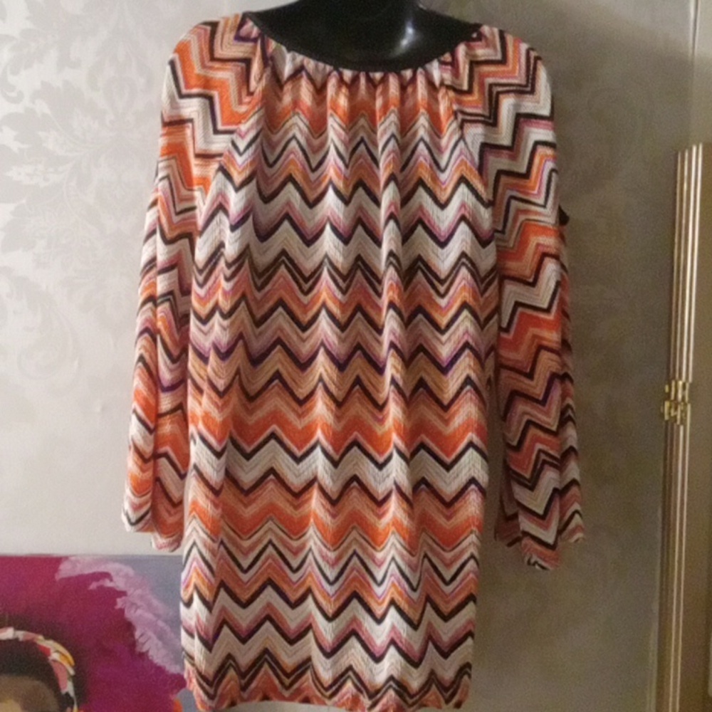 Notations Chevron Print Top 2x - Picture 4 of 7
